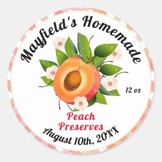 Inblikken van perzikvruchten | Jam Jar Label (Voorkant)