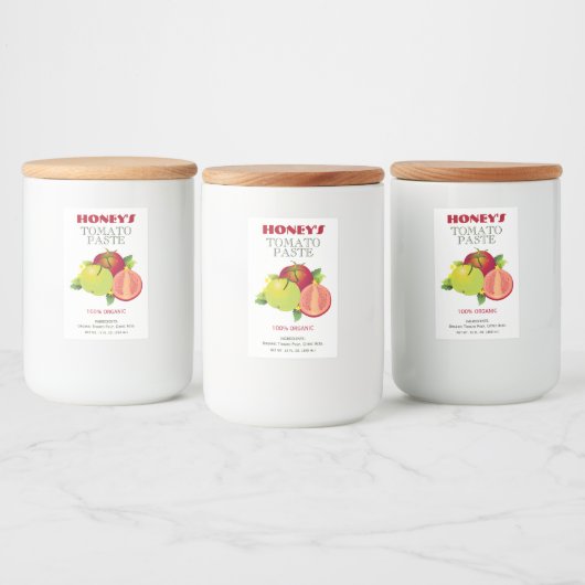 Inblikken van tomaten en groenten voedselcontainer etiket (Flessen)