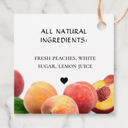 Inblikken Zelfgemaakte Perzik Jam en Ingrediënten  Bedankjes Labels (Achterkant)