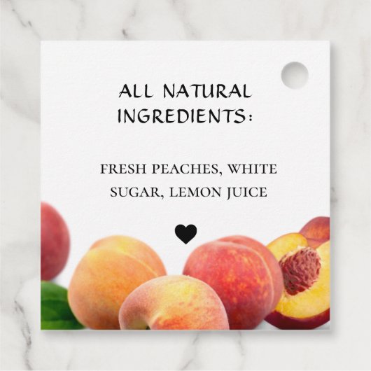 Inblikken Zelfgemaakte Perzik Jam en Ingrediënten Bedankjes Labels (Achterkant)