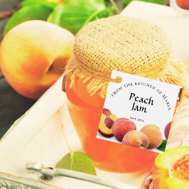 Inblikken Zelfgemaakte Perzik Jam en Ingrediënten Bedankjes Labels