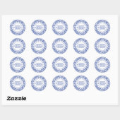  inbliklabels William Morris Blue White Ronde Sticker (Vel)