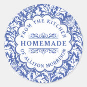  inbliklabels William Morris Blue White Ronde Sticker (Voorkant)