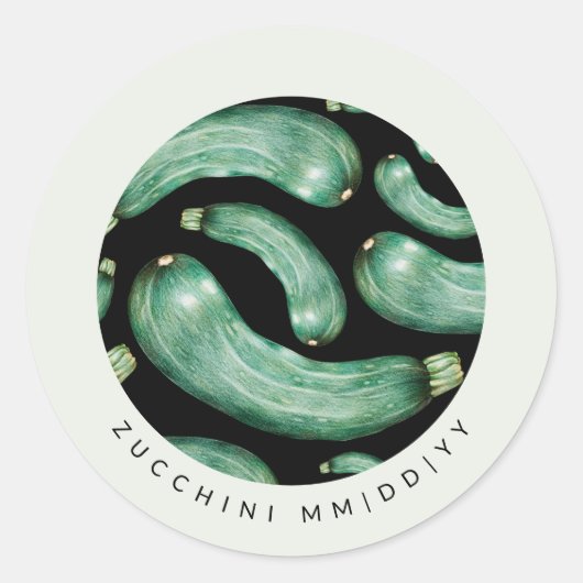 Inbliksetiket | Datum | Zucchini Pattern Ronde Sticker (Voorkant)