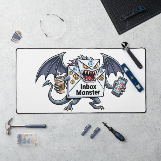 Inbox Monster E-mail Overbelasting Grappige Grafie Bureaumat (Werkstation)