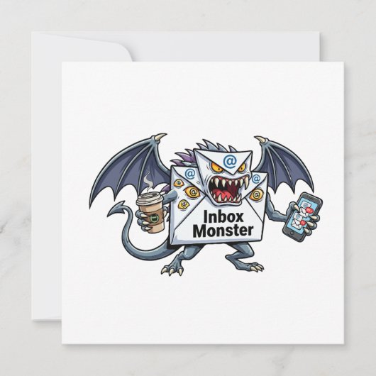 Inbox Monster E-mail Overbelasting Grappige Grafie Kaart (Voorkant)