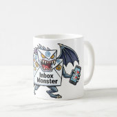 Inbox Monster E-mail Overbelasting Grappige Grafie Koffiemok (Voorkant rechts)