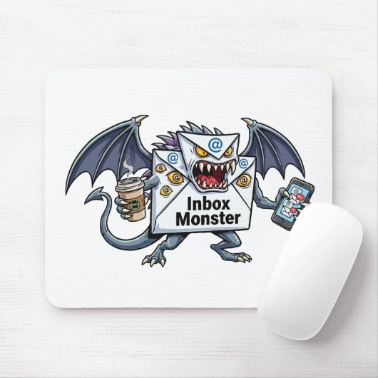 Inbox Monster E-mail Overbelasting Grappige Grafie Muismat (Met muis)