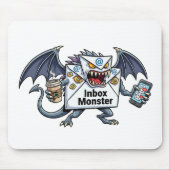 Inbox Monster E-mail Overbelasting Grappige Grafie Muismat (Voorkant)
