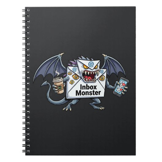 Inbox Monster E-mail Overbelasting Grappige Grafie Notitieboek (Voorkant)