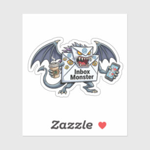 Inbox Monster E-mail Overbelasting Grappige Grafie Sticker