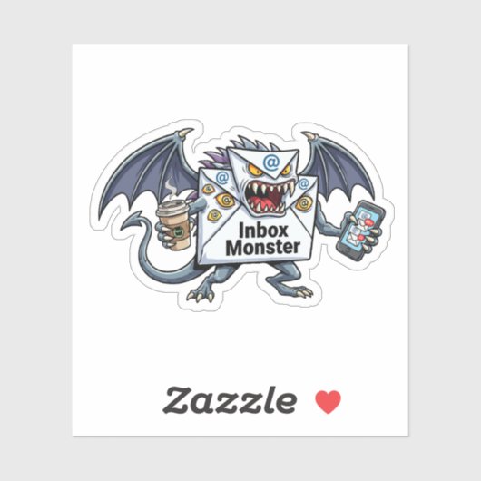 Inbox Monster E-mail Overbelasting Grappige Grafie Sticker (Vel)