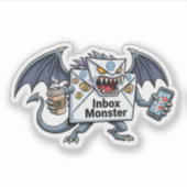 Inbox Monster E-mail Overbelasting Grappige Grafie Sticker (Voorkant)