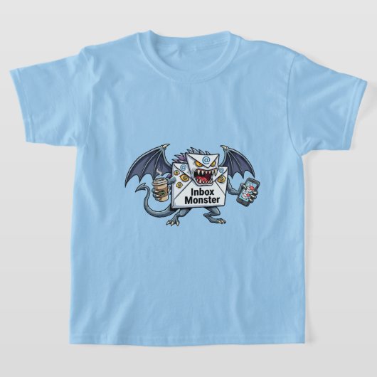 Inbox Monster E-mail Overbelasting Grappige Grafie T-shirt (Laagn)