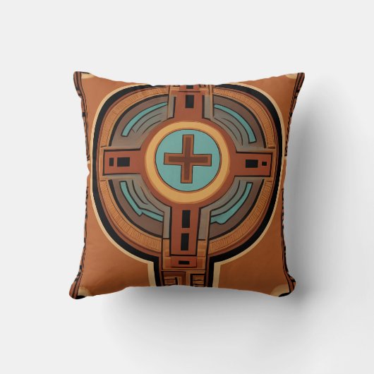 Inca Cross Patroon rood en geel Kussen (Achterkant)