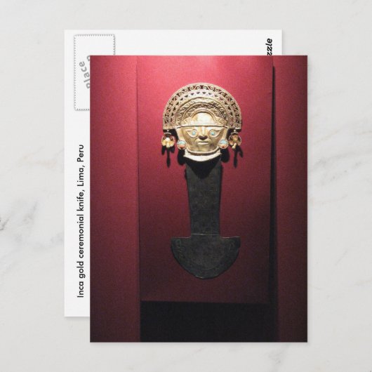 Inca goudceremoniaal mes (Tumi), Lima, Peru Briefkaart (Voorkant / Achterkant)