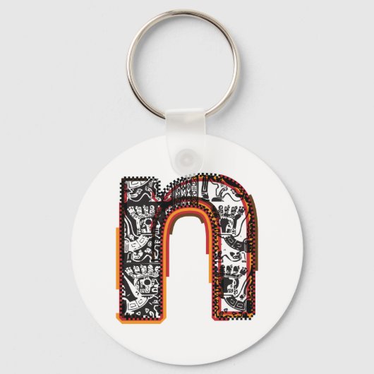 Inca Letter N Artistic Lettering Sleutelhanger (Voorkant)