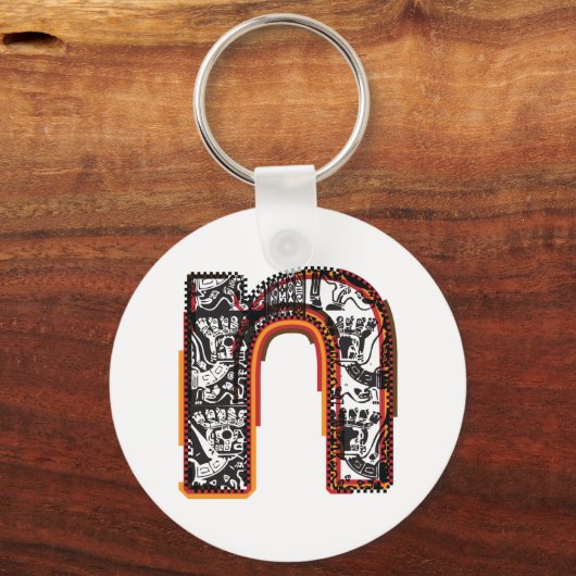 Inca Letter N Artistic Lettering Sleutelhanger (Voorkant)