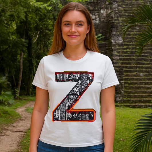 Inca Letter Z Artistieke lettertype T-Shirt