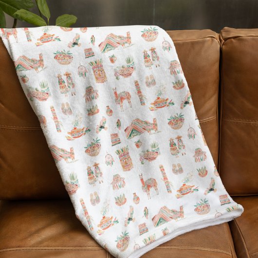 Inca Spirit | Schattige geïllustreerd Peru Fleece Deken