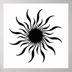 Inca Sun Black/White Poster