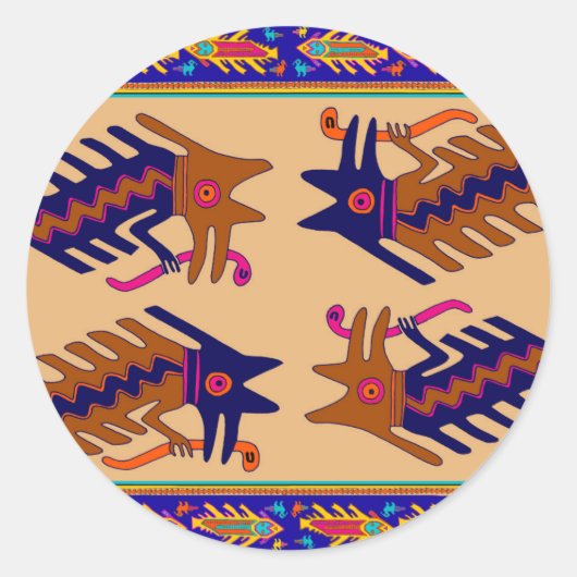 Inca Tribal Serpent Ronde Sticker (Voorkant)
