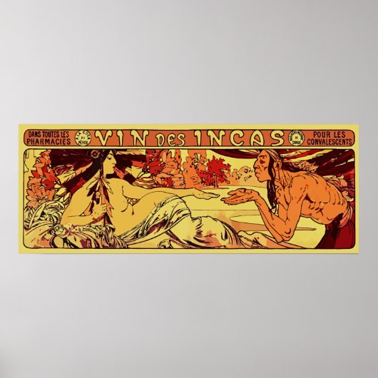 Inca wine Alphonse Mucha remake horizontal Poster (Voorkant)