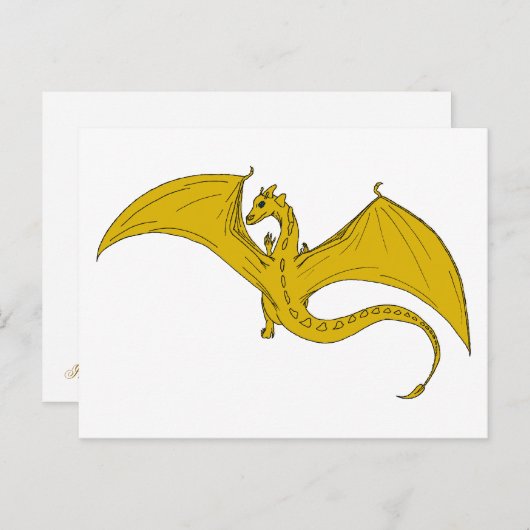 Incandescent Dragon Cregon briefkaart - Gold (Voorkant / Achterkant)