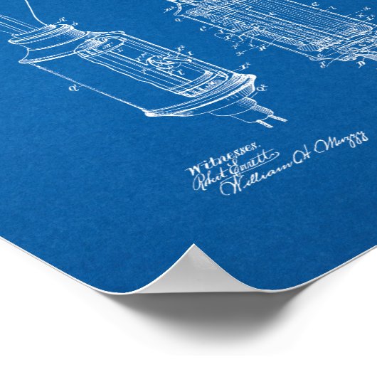 Incandescent Socket Patent voor lamp - blauwdruk Poster (Hoek)