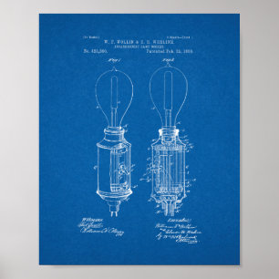 Incandescent Socket Patent voor lamp - blauwdruk Poster