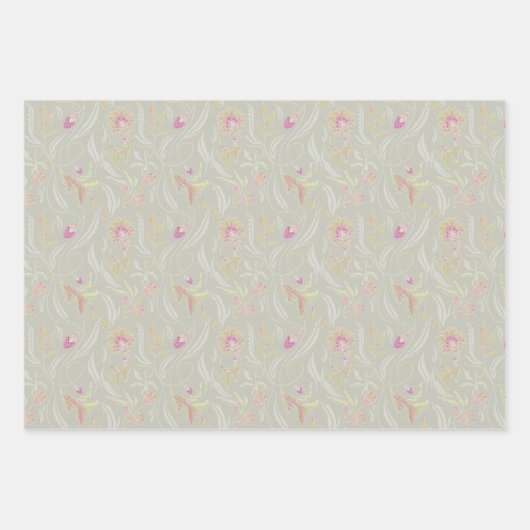 Incantation Botanical in nevel, crème en salie Inpakpapier Vel (Voorkant 3)