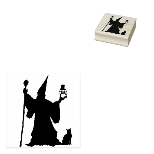 Incantation wizard silhouet art stempel (Gestempeld)