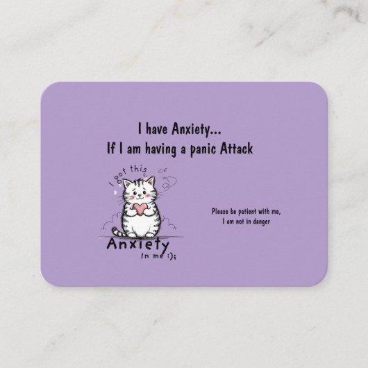 Incase of a Panic Attack Business Card Visitekaartje (Voorkant)
