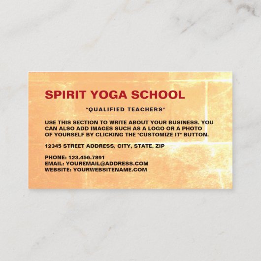 Incense Squares, Yoga Instructor Visitekaartje (Achterkant)