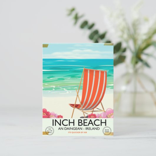 Inch Beach, An Daingean - ierland reisposter Briefkaart (Staand voorkant)