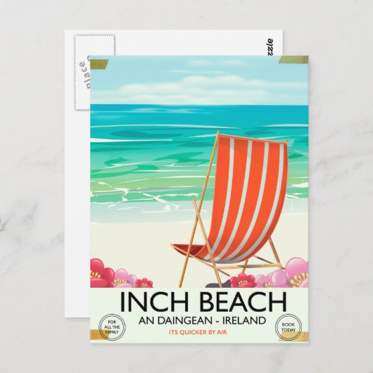 Inch Beach, An Daingean - ierland reisposter Briefkaart (Voorkant / Achterkant)