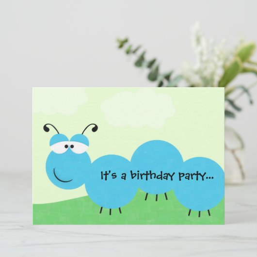 Inch Worm Het is een partijfeest uitnodiging (Staand voorkant)