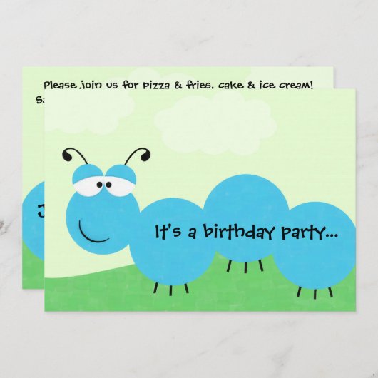 Inch Worm Het is een partijfeest uitnodiging (Voorkant / Achterkant)