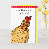 Inchecken bij een vriend Funny Chicken Kaart (Gele Bloem)