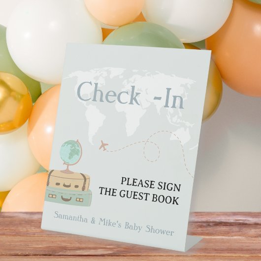 Inchecken Gastenboek Sign Travel Baby shower Reclamebord Met Voetstuk