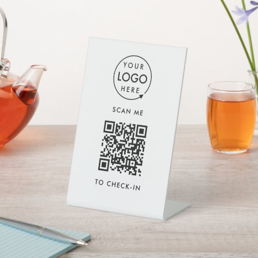 Inchecken QR-code | Contactloze zakelijke Logo Reclamebord Met Voetstuk (Insitu)