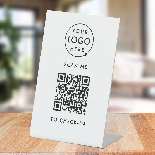 Inchecken QR-code | Contactloze zakelijke Logo Reclamebord Met Voetstuk
