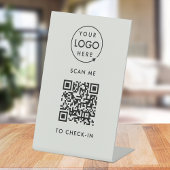 Inchecken QR-code | Grijze zakelijke Logo contactl Reclamebord Met Voetstuk
