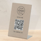 Inchecken QR-code | Logo zonder contact met Rustic Reclamebord Met Voetstuk