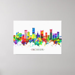 Incheon South Korea Skyline Canvas Afdruk