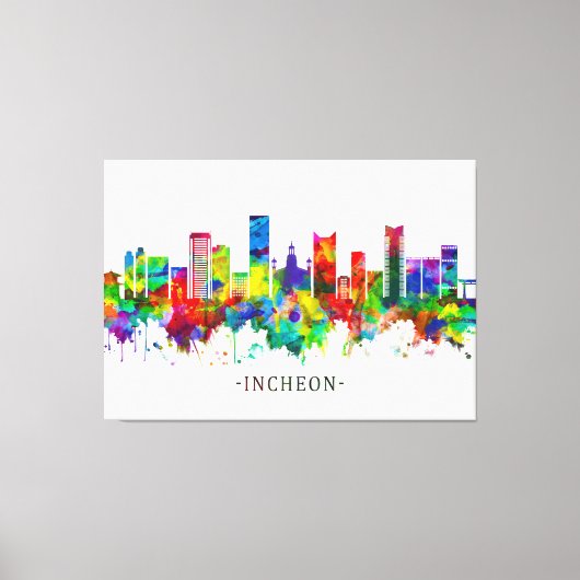 Incheon South Korea Skyline Canvas Afdruk (Voorkant)