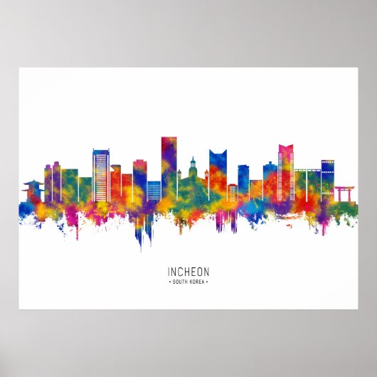 Incheon South Korea Skyline Poster (Voorkant)