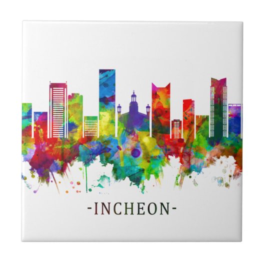 Incheon South Korea Skyline Tegeltje (Voorkant)