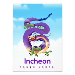 Incheon Zuid-Korea Draak Foto Afdruk