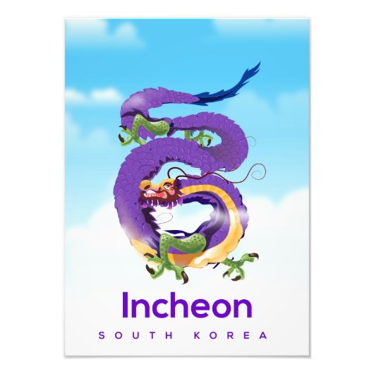 Incheon Zuid-Korea Dragon Foto Afdruk (Voorkant)